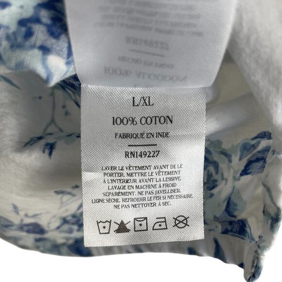 8 Oak Lane Blue Rose Woven Cotton Pajama Set Size L/XL Cottage Boho Coquette - Picture 15 of 16